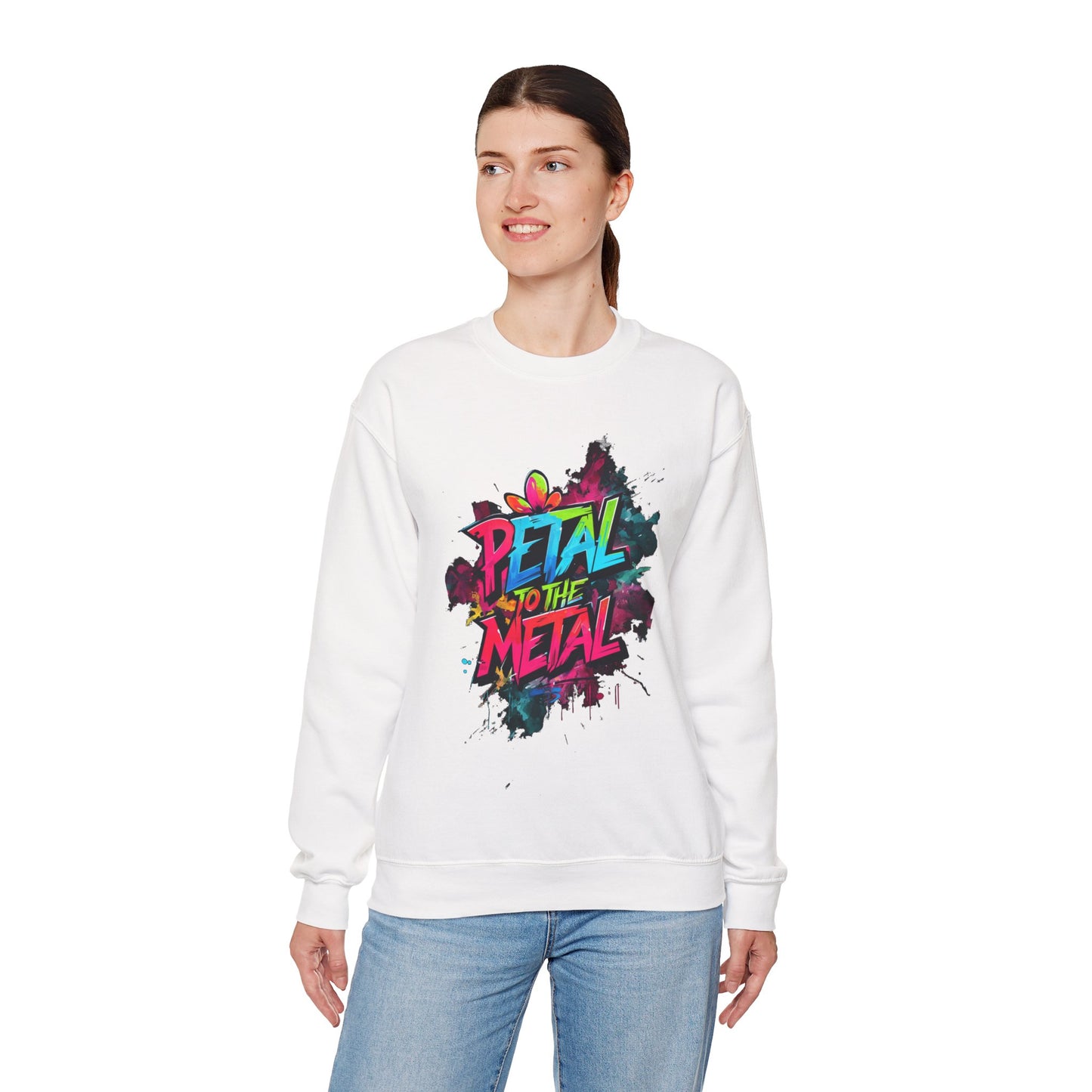 Petal To The Metal – Playful Vibrant Graffiti Typography Sweatshirt