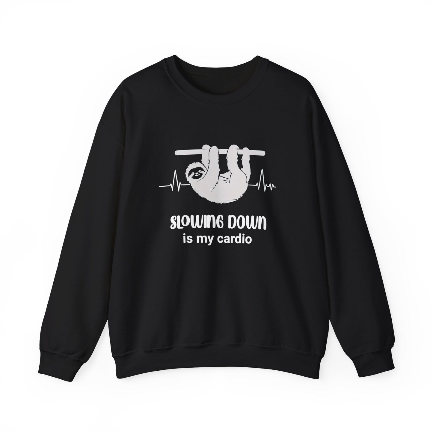 Slowing Down Is My Cardio - Sloth Silhouette With Heartbeat Playful Sweatshirt