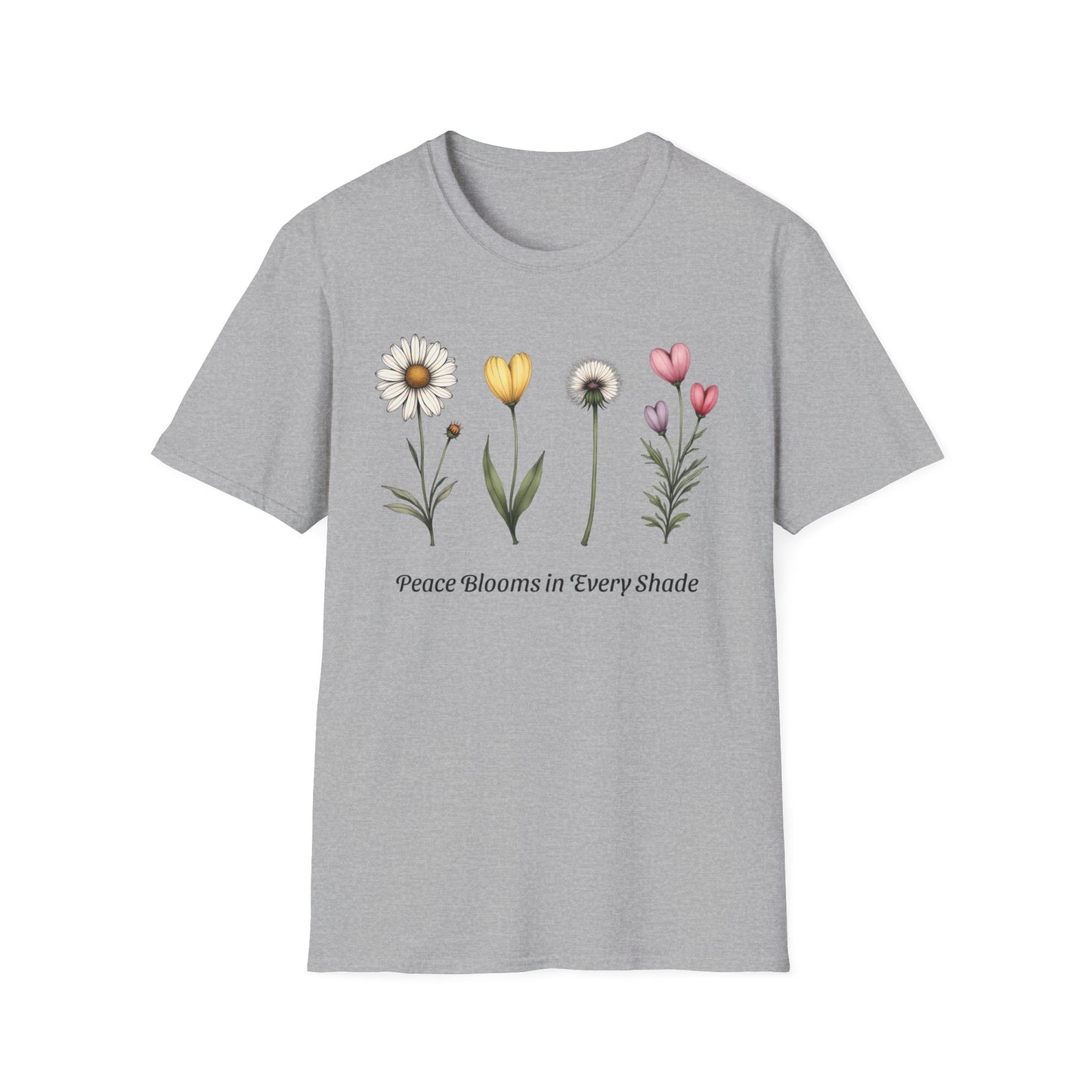 Realistic Floral Line T-Shirt - Colorful Design