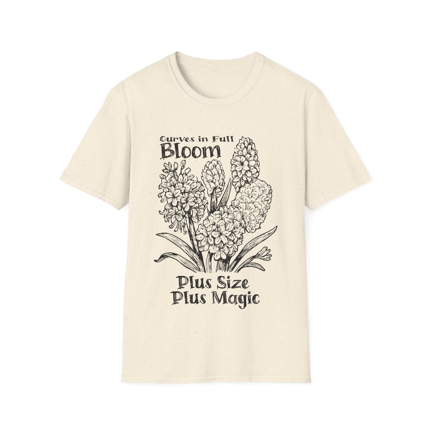 Curves in Full Bloom - Monochrome Floral T-Shirt