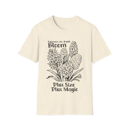 Curves in Full Bloom - Monochrome Floral T-Shirt