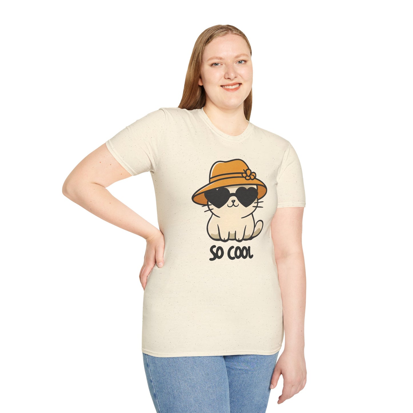 So Cool - Minimalistic Silhouette Kitten With Hat and Sunglasses T-Shirt