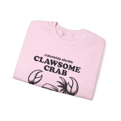 Crabsolutely Adorable Clawsome Crab - Playful Cartoon Crab With Sunglasses And Palm Tree  Sweatshirt