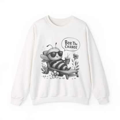 Bee The Change - Playful Cartoon Bee With Sunglasses Relaxing With A Drink Sweatshirt