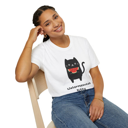Watermeowlon Kitty T-Shirt - Cat Silhouette with Colorful Watermelon slice Design