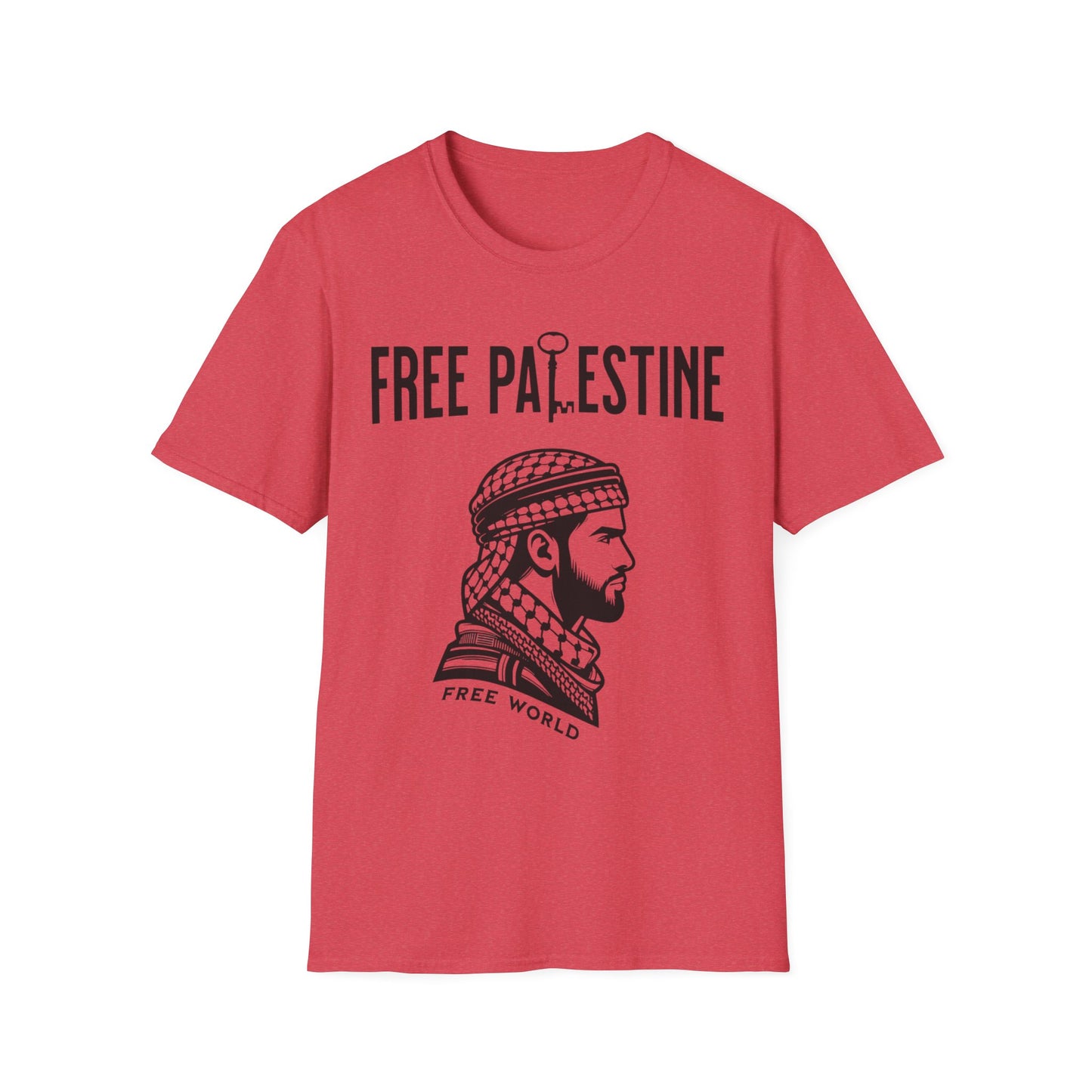 Free Palestine Free World - Man Wearing Palestinian Kuffiyah