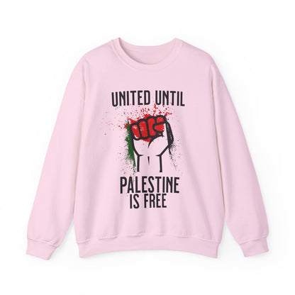 United Until Palestine Is Free - Activism Hand Palestinian Flag Front and Back Design Sweatshirt