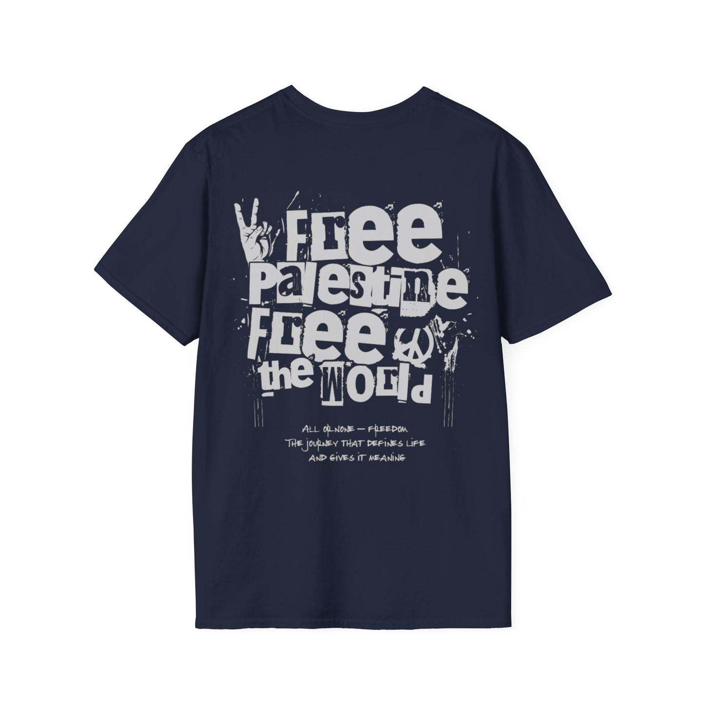 Free Palestine Free The World - Monochrome Graffiti T-Shirt