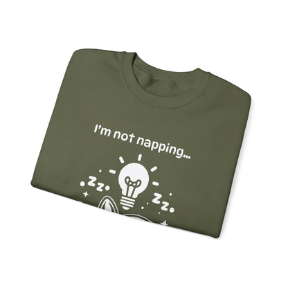 I'm Not Napping, I'm Horizontal Brainstorming - Playful Silhouette Sweatshirt