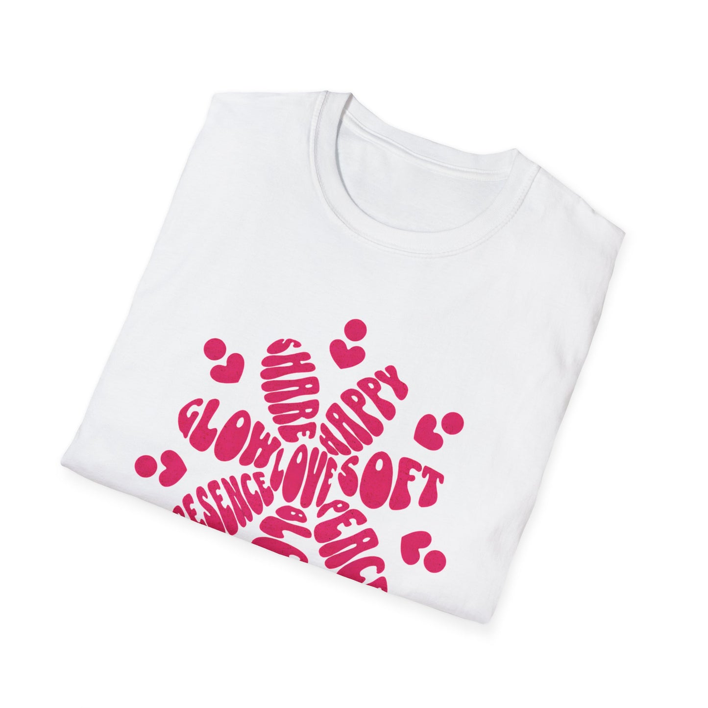 Love is T-Shirt - Vibrant Pink Flower Shape Typography  Design