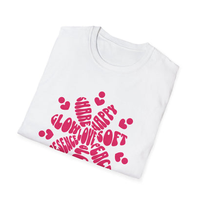 Love is T-Shirt - Vibrant Pink Flower Shape Typography  Design