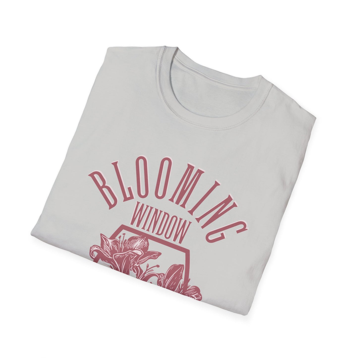 Blooming Window - Monochrome Pink Floral T-Shirt