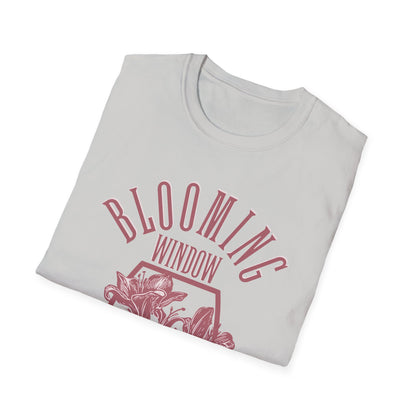 Blooming Window - Monochrome Pink Floral T-Shirt
