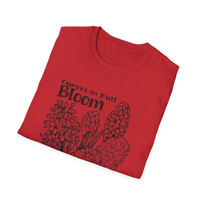 Curves in Full Bloom - Monochrome Floral T-Shirt