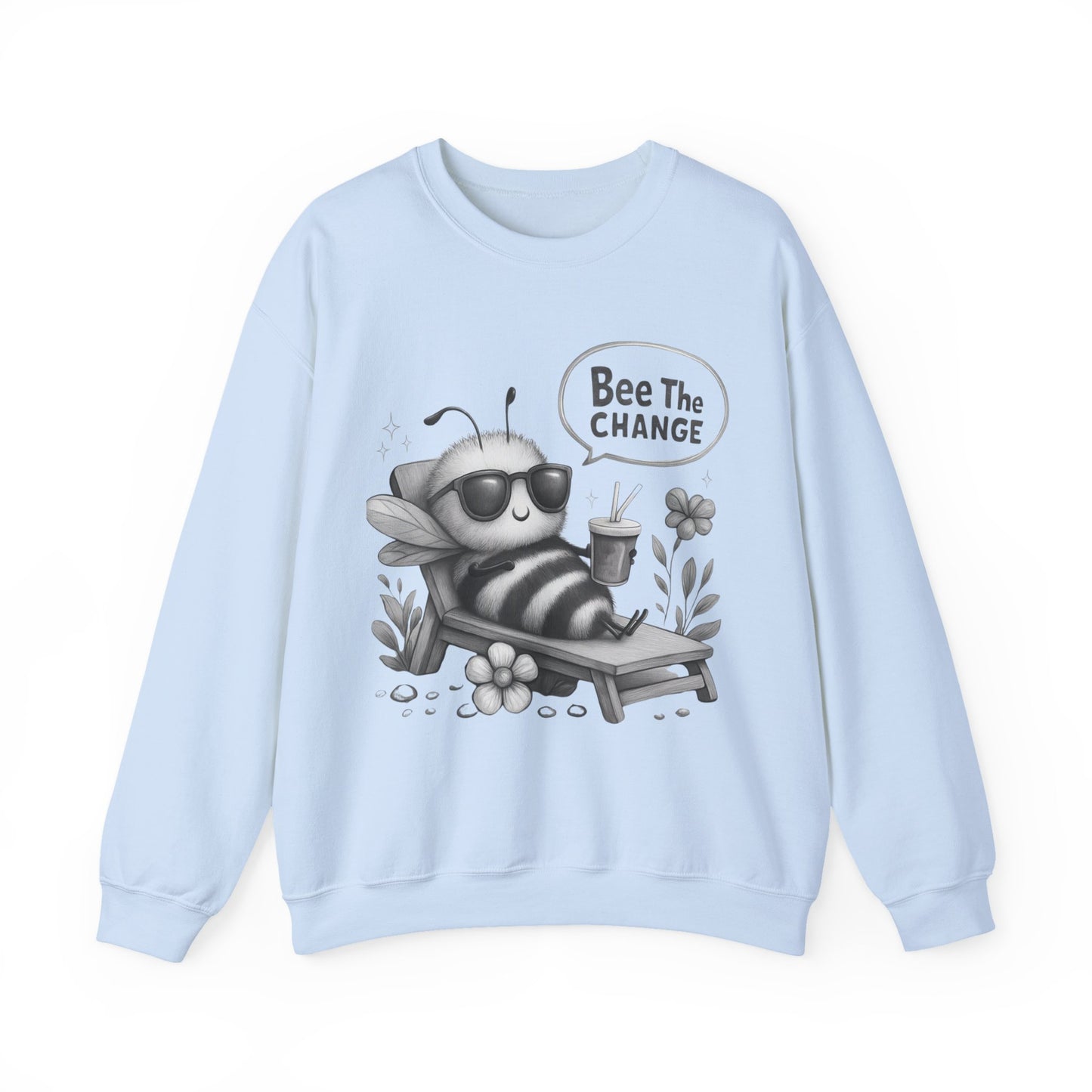 Bee The Change - Playful Cartoon Bee With Sunglasses Relaxing With A Drink Sweatshirt