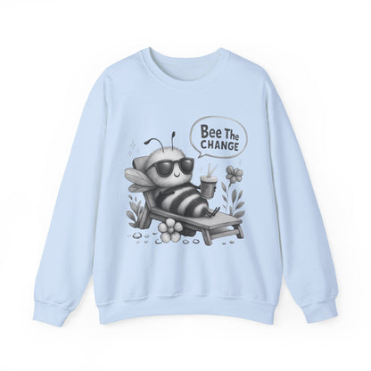 Bee The Change - Playful Cartoon Bee With Sunglasses Relaxing With A Drink Sweatshirt