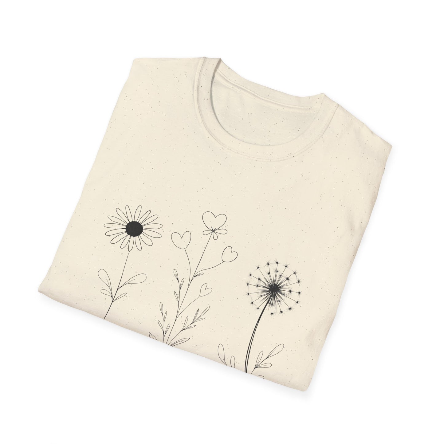 Bloom Softly Dream Widely T-Shirt - Minimalistic Flowers Outline - Botanical Line Art Design