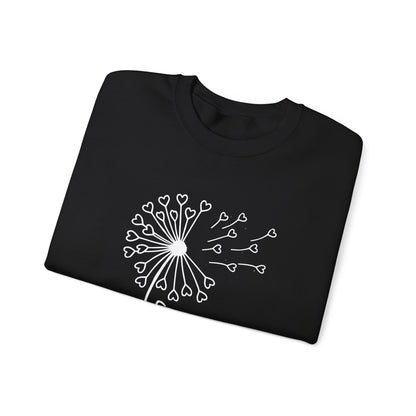 So (Sow) much love - Playful Minimalistic Dandelion with Heart Shapes Sweatshirt
