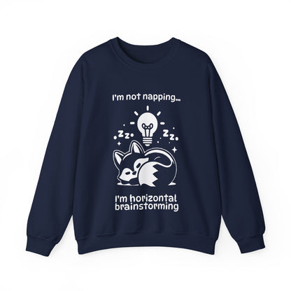 I'm Not Napping, I'm Horizontal Brainstorming - Playful Silhouette Sweatshirt
