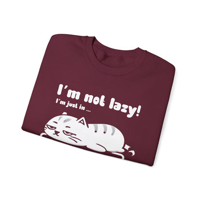 I'm not lazy, I'm Just In Energy Saving Mode - Playful Silhouette Cat On Battery Sweatshirt