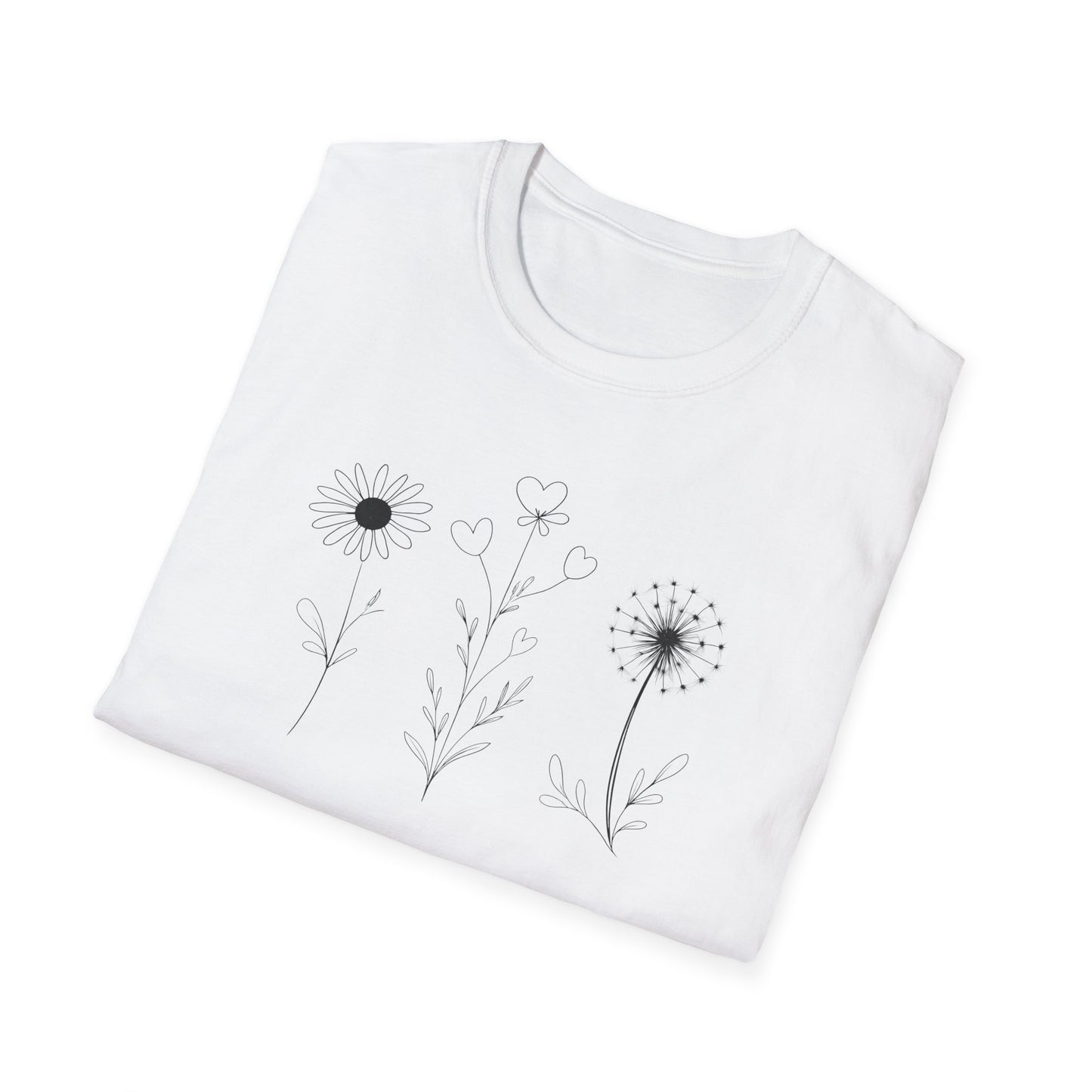 Delicate Botanical Chalk Sketches of Daisies and Dandelions