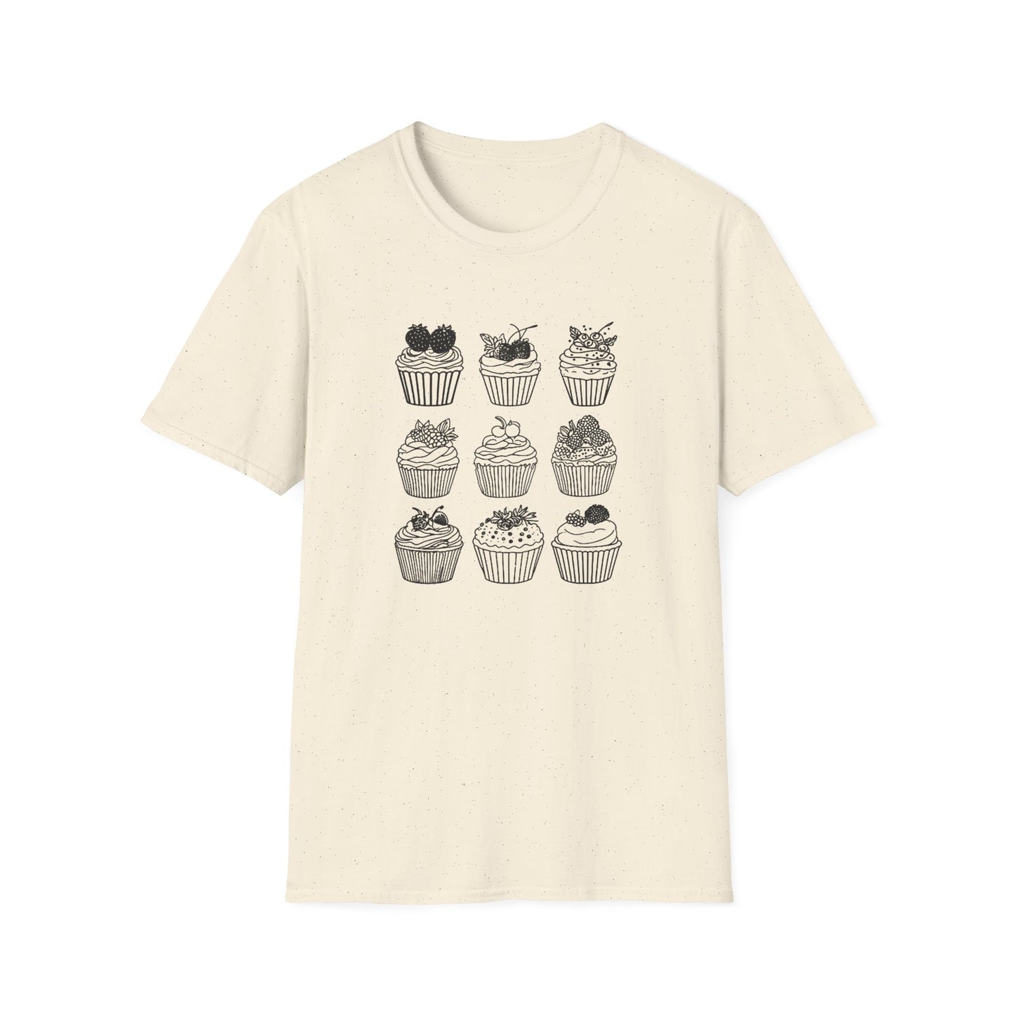 Monochrome Minimalistic Cupcake Grid T-Shirt