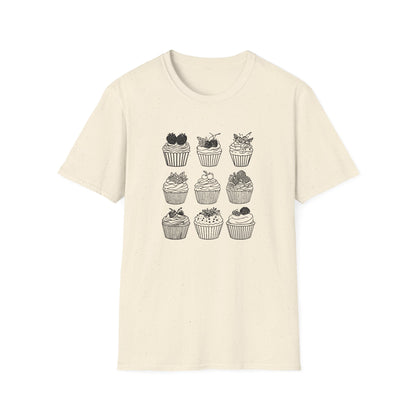 Monochrome Minimalistic Cupcake Grid T-Shirt