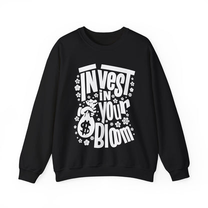 Invest In Your Bloom - Monochrome Floral Typography Sweatshirt