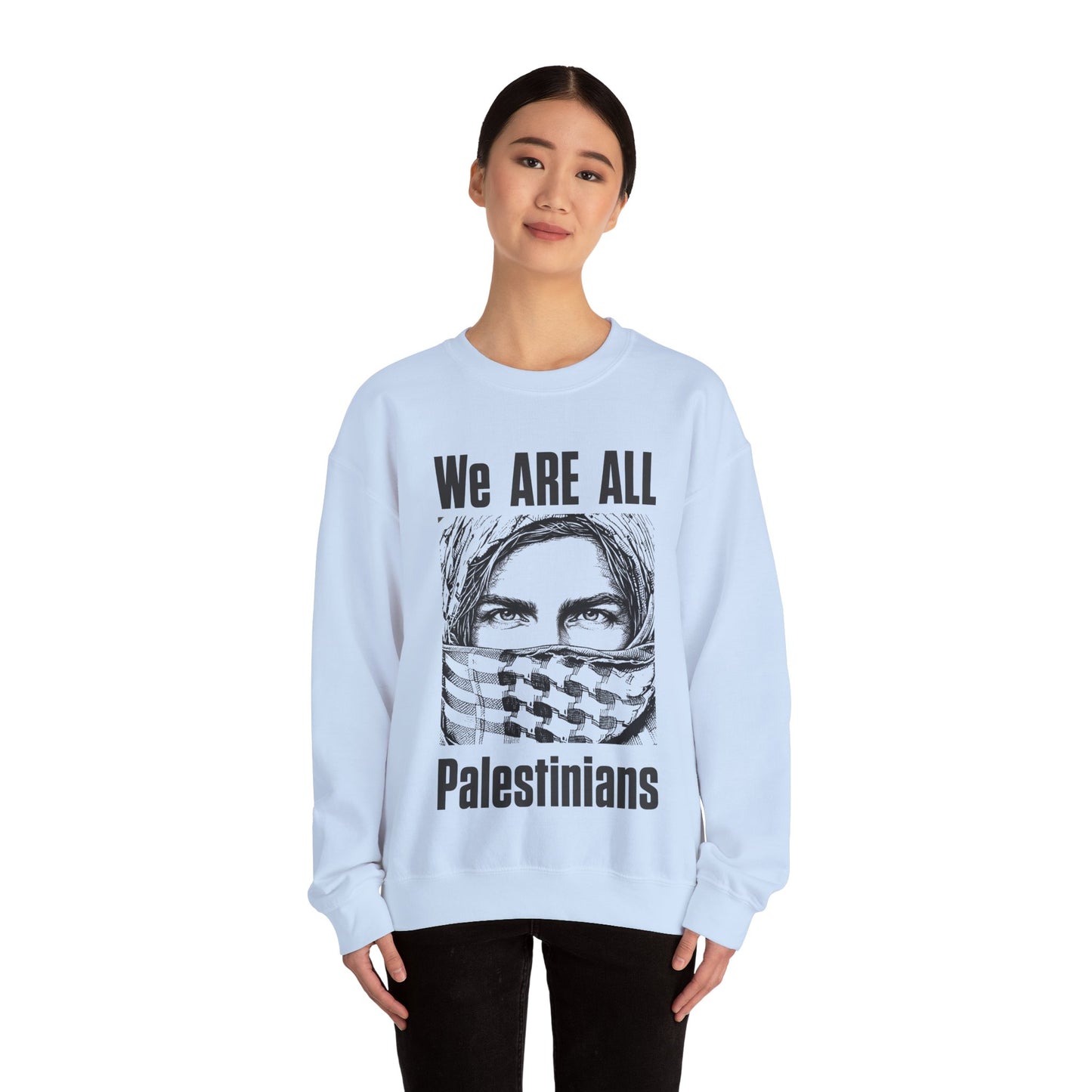 We are all Palestinians Graphic Sweatshirt mans face