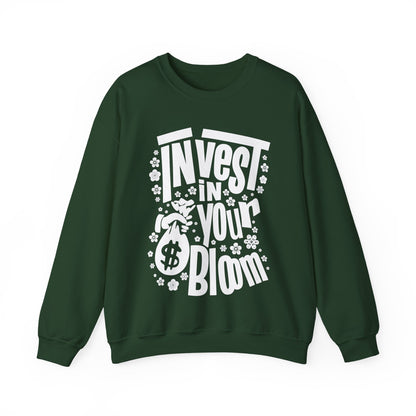 Invest In Your Bloom - Monochrome Floral Typography Sweatshirt