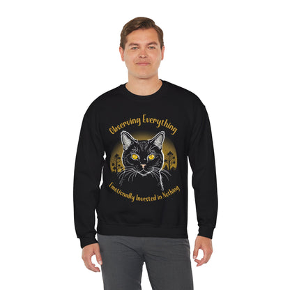 Observing Everything, Emotionally Invested in Nothing - Playful Cat Staring Sweatshirt
