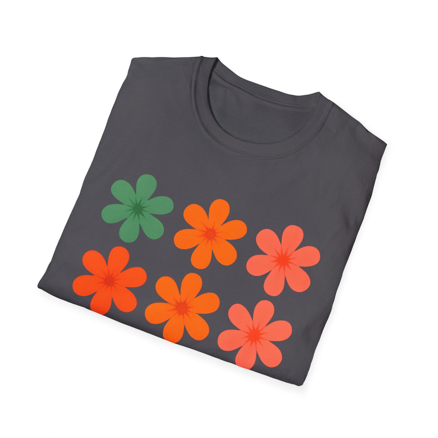 Vibrant Grid Flowers T-Shirt