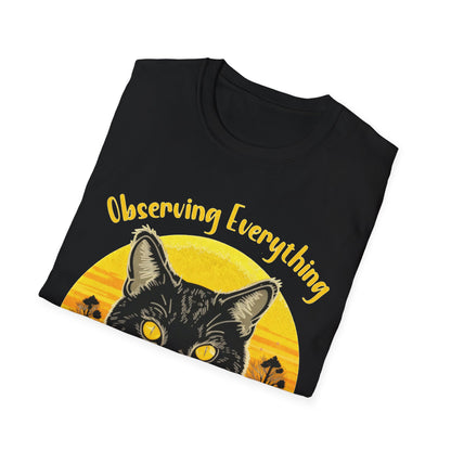 Observing Everything, Emotionally Invested in Nothing - Playful Cat Staring T-Shirt
