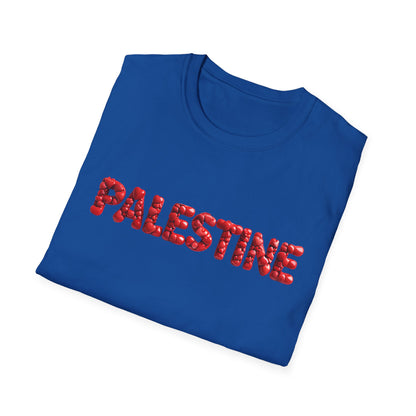 Palestine - Bubbly Red Hearts Typography T-Shirt