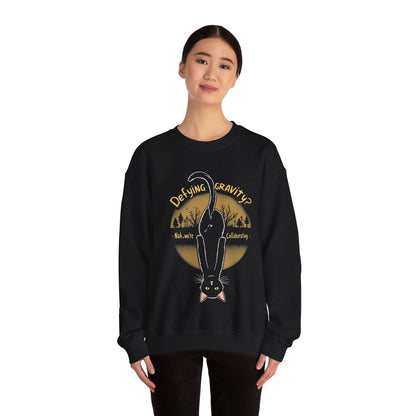 Defying Gravity, Nah, We Are Collaborating - Playful Cat Upside Down Sweatshirt