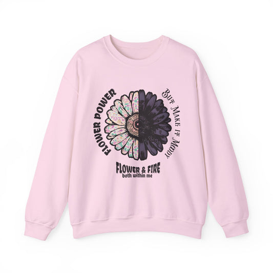 Flower Power but Make it Moody - Symmetrical Flower of Contrasting Design Sweatshirt