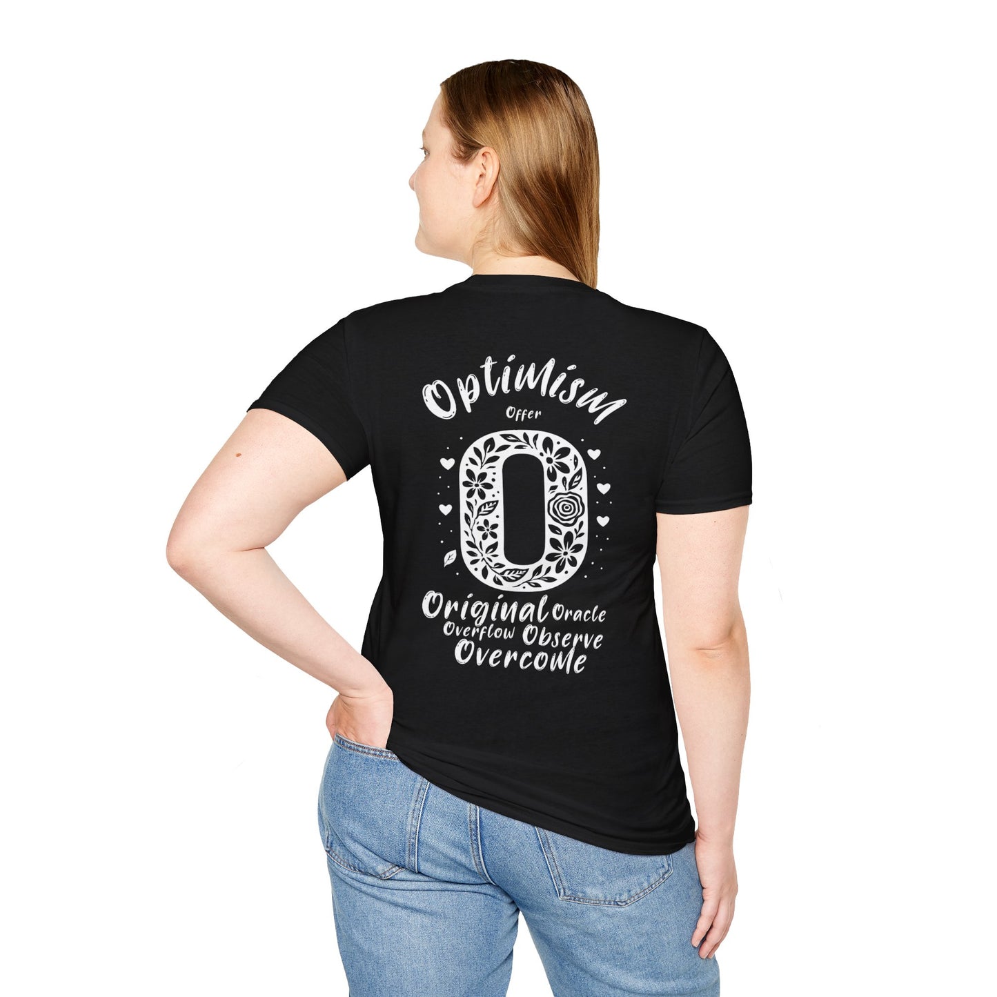 Letter O Flower T-Shirt - Letters Flowers Patterns Front And Back Design