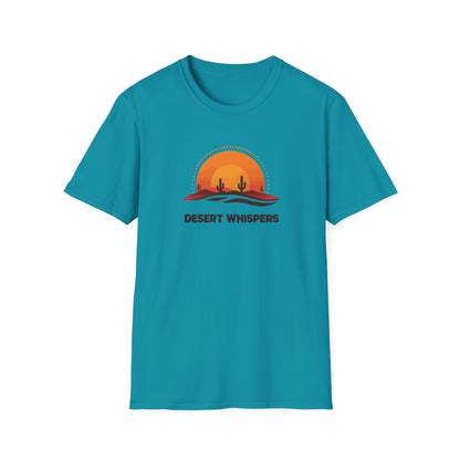 Desert Whispers T-Shirt – Nature Scene with Sunset, Cactus, and Sand Design