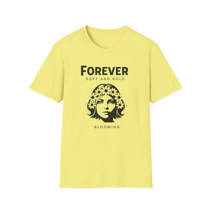 Serene Woman's Face T-Shirt - Monochrome Floral Design