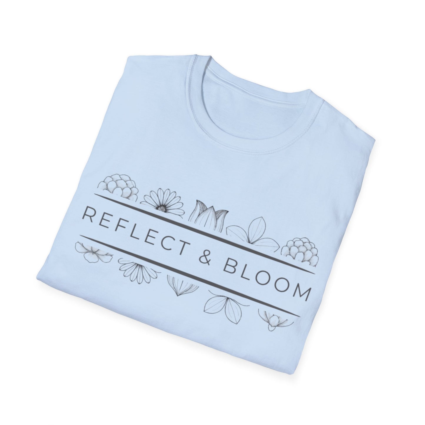 Reflect & Bloom T-Shirt - Floral Art Line Design