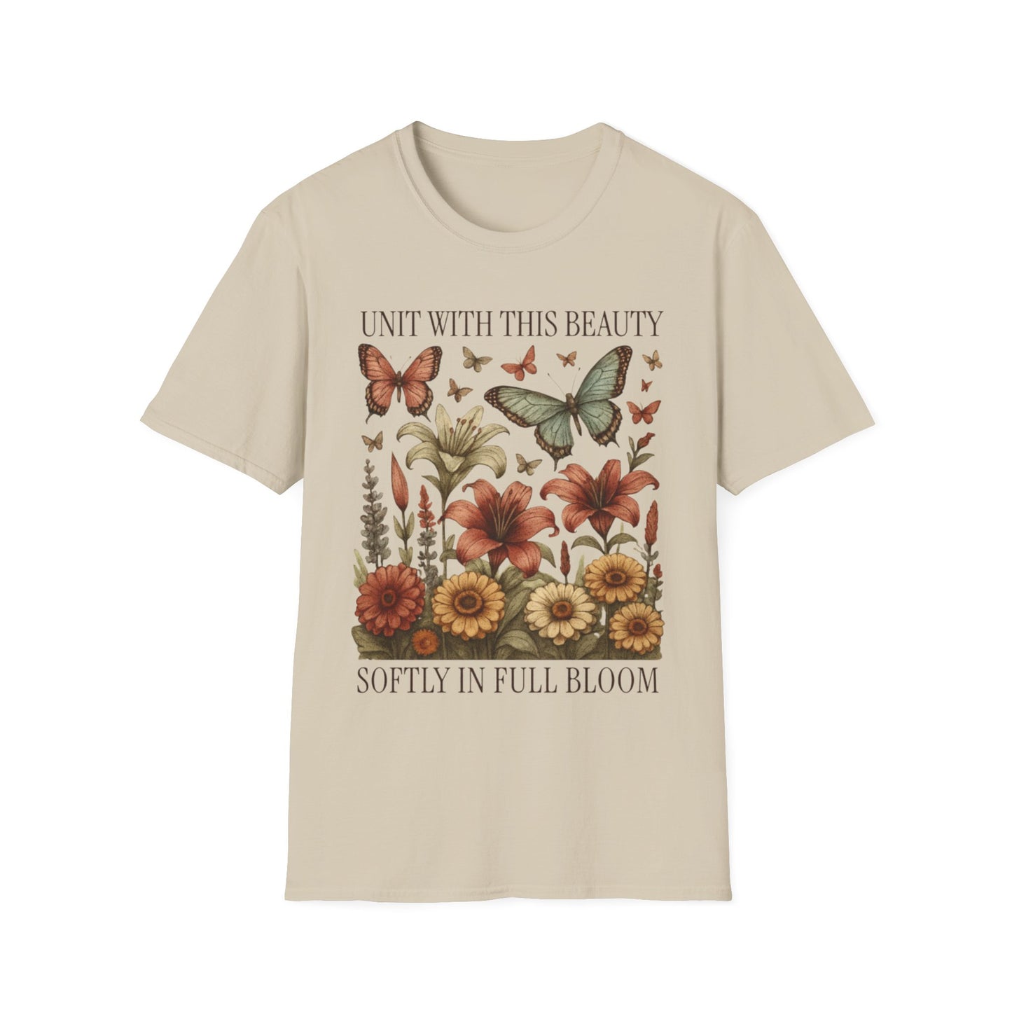 Unit With This Beauty - Vintage Flowers and Butterflies T-Shirt