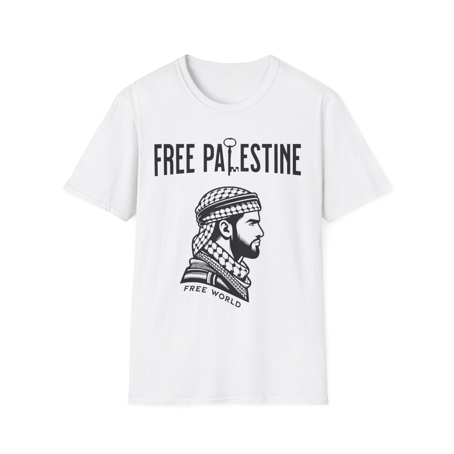Free Palestine Free World - Man Wearing Palestinian Kuffiyah