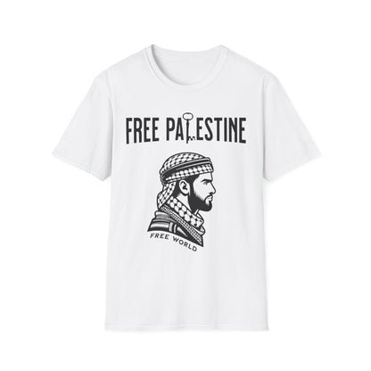 Free Palestine Free World - Man Wearing Palestinian Kuffiyah