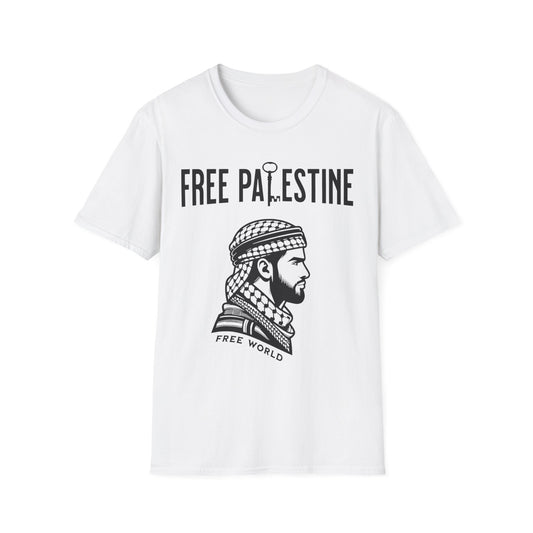 Free Palestine Free World - Man Wearing Palestinian Kuffiyah