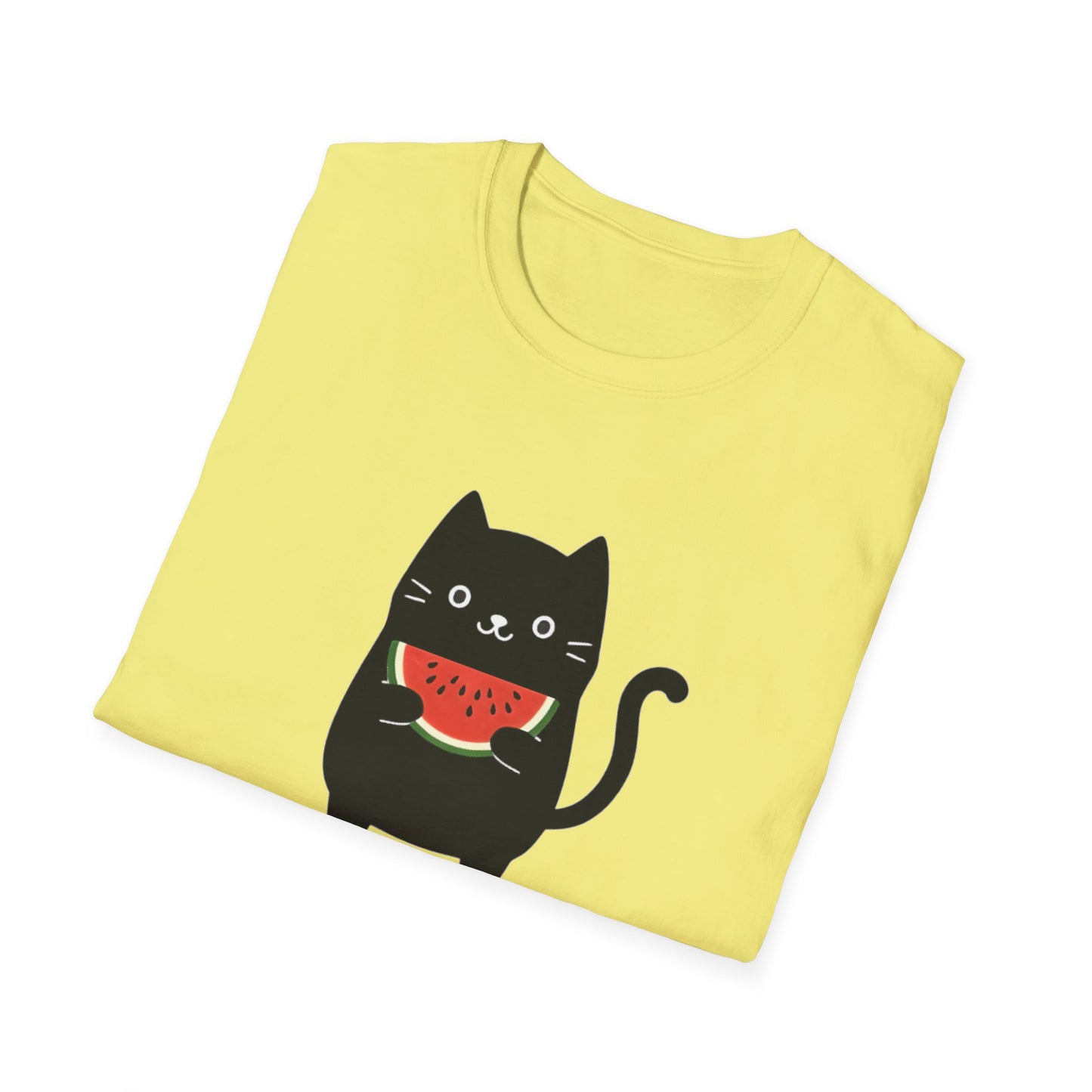 Watermeowlon Kitty T-Shirt - Cat Silhouette with Colorful Watermelon slice Design
