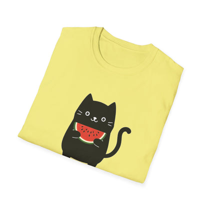 Watermeowlon Kitty T-Shirt - Cat Silhouette with Colorful Watermelon slice Design