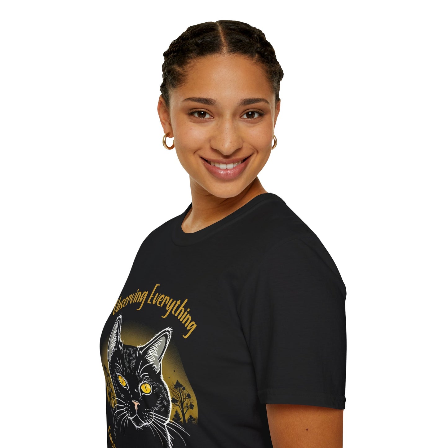 Observing Everything, Emotionally Invested in Nothing - Playful Cat Staring T-Shirt
