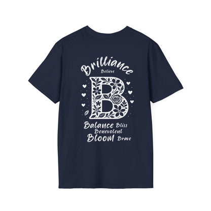Letter B Flower T-Shirt - Letters Flowers Patterns Front And Back Design