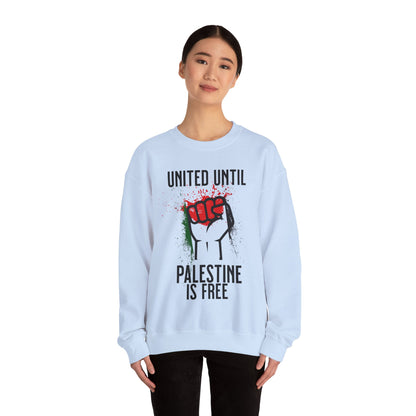 United Until Palestine Is Free - Activism Hand Palestinian Flag Front and Back Design Sweatshirt