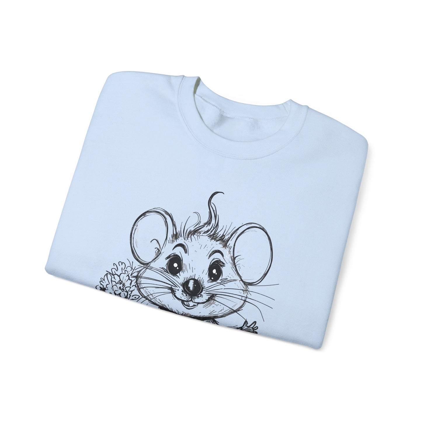 Have A Mice-Day - Playful Mouse Holding Flowers Sweatshirt